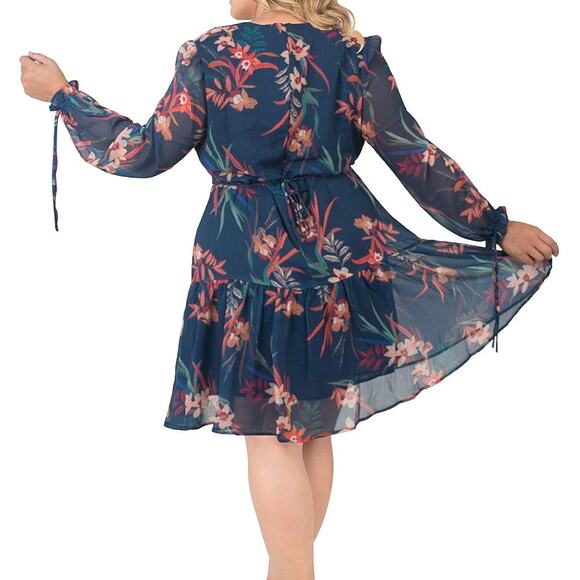 Standards & Practices Dress Womens 3X Tropical Chiffon Floral Boho Flattering - Picture 13 of 16